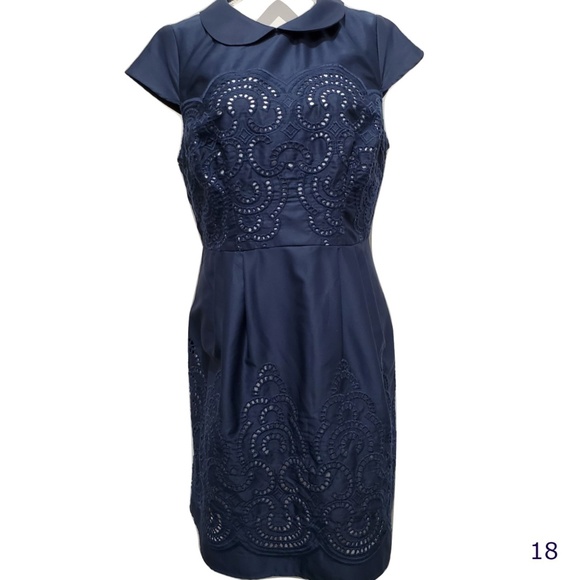 navy blue eyelet dress
